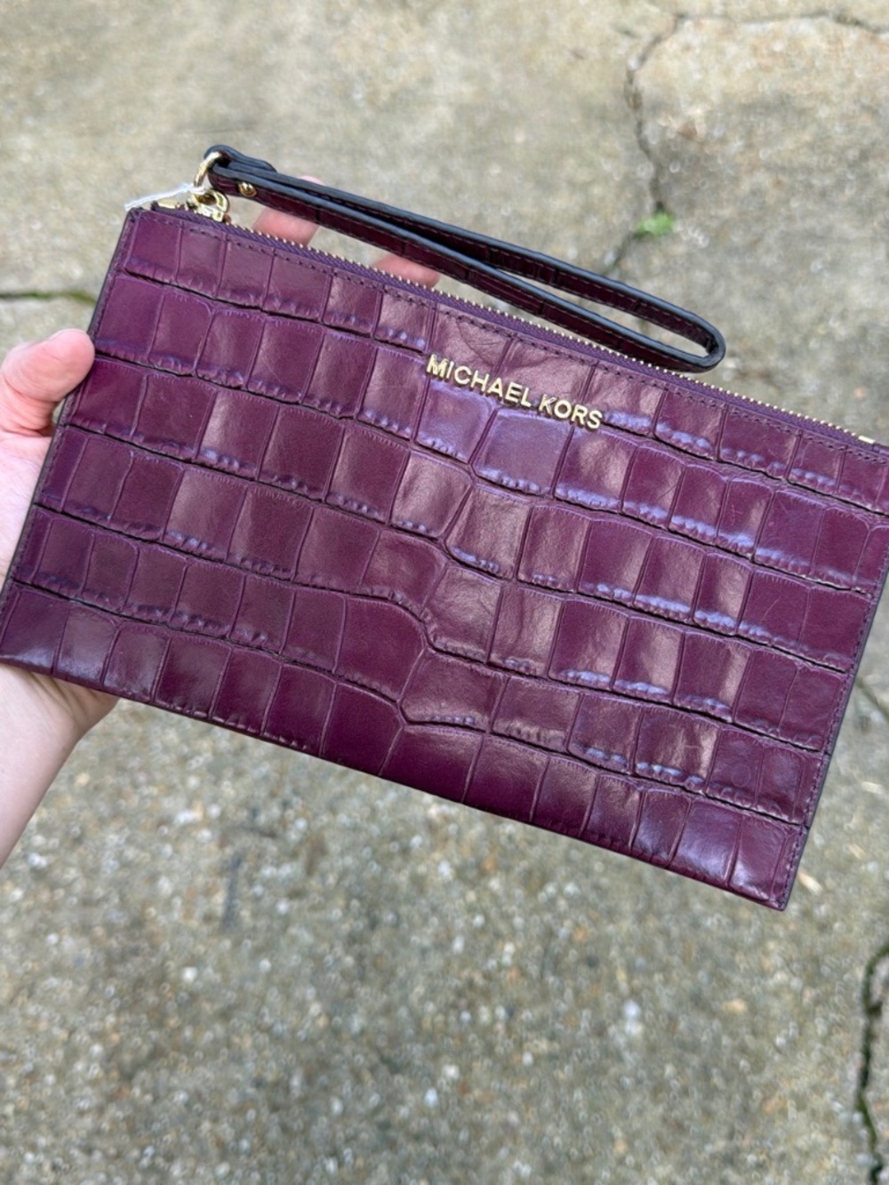 Michael Kors Plum Croc Wristlet